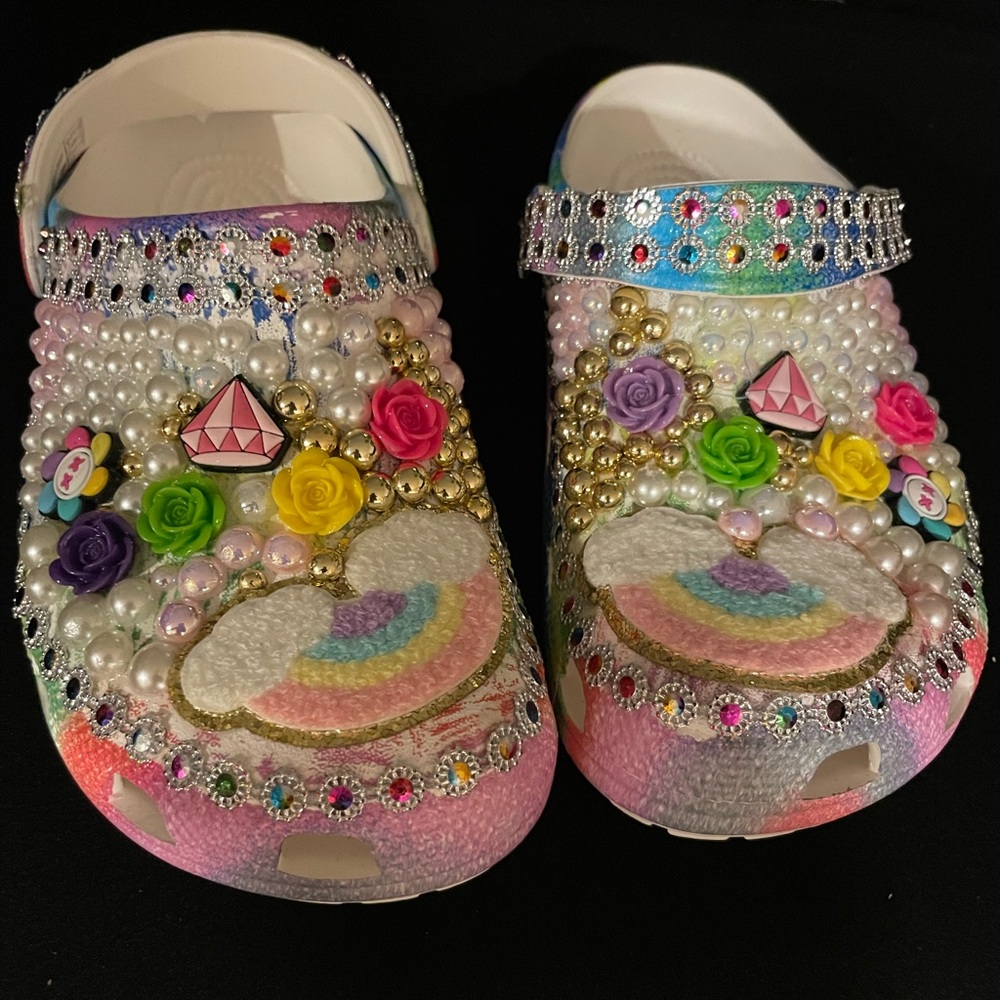 CUSTOM CROCS Multicolor Embellished Clogs